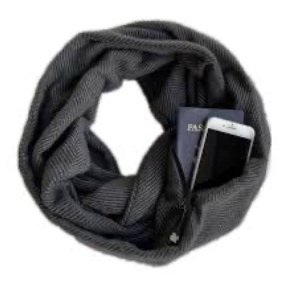 Sholdit Versatile Gray Infinity Scarf Soft Lightweight Accessory with Pocket